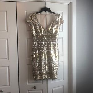 Flashy gold sequin party dress